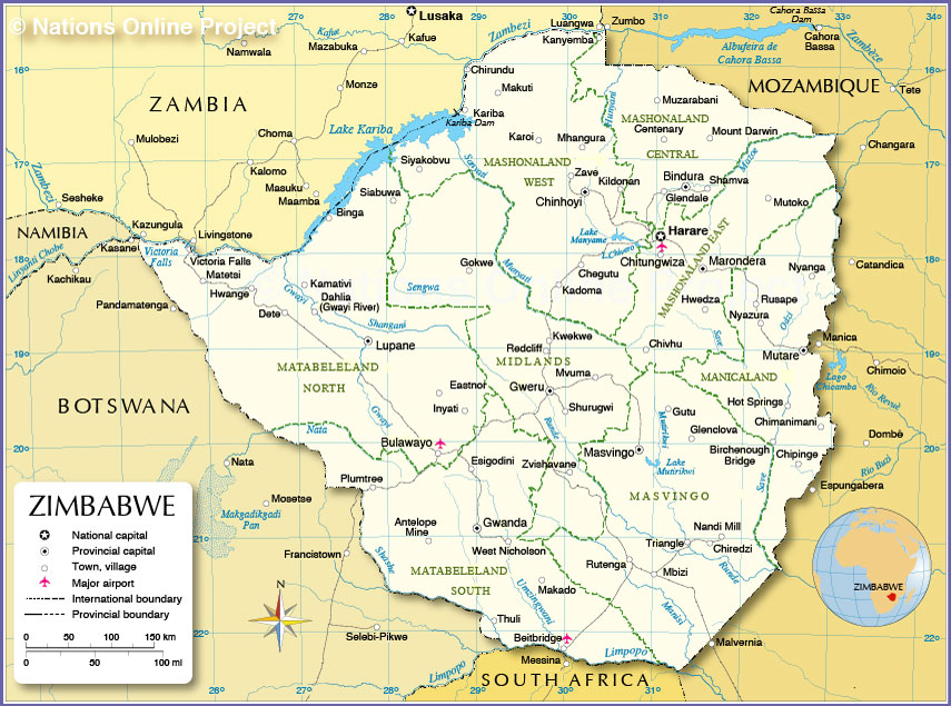 Map of Zimbabwe